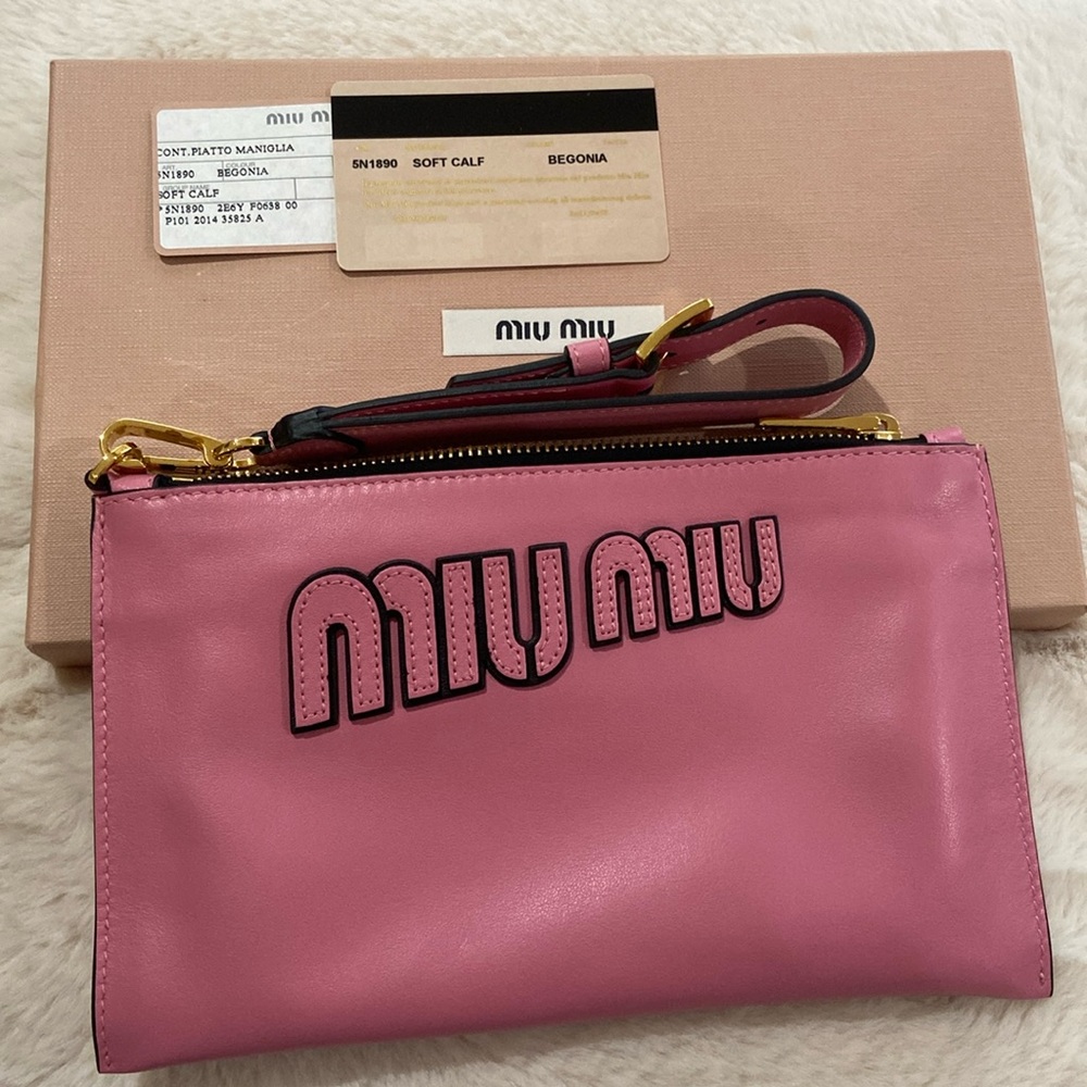 Brand New MIUMIU Clutch Bag, Soft calf leather. Color: Begonia, very beautiful.